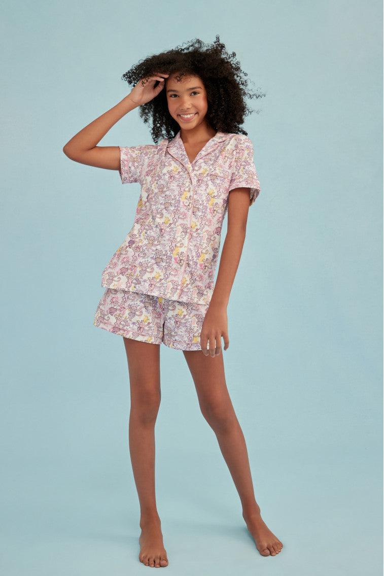 Roller Rabbit x Morningim Preppy Patchwork Women's Polo Pajama-morningim