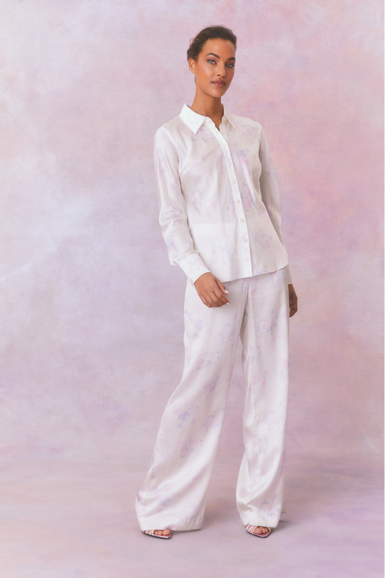 Quintenette Silk Printed Rosette Top-morningim