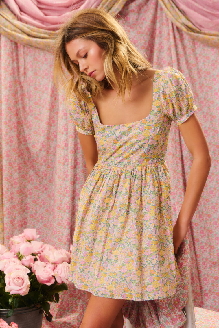 Raleigh Liberty Fabric Baby Doll Mini Dress-morningim