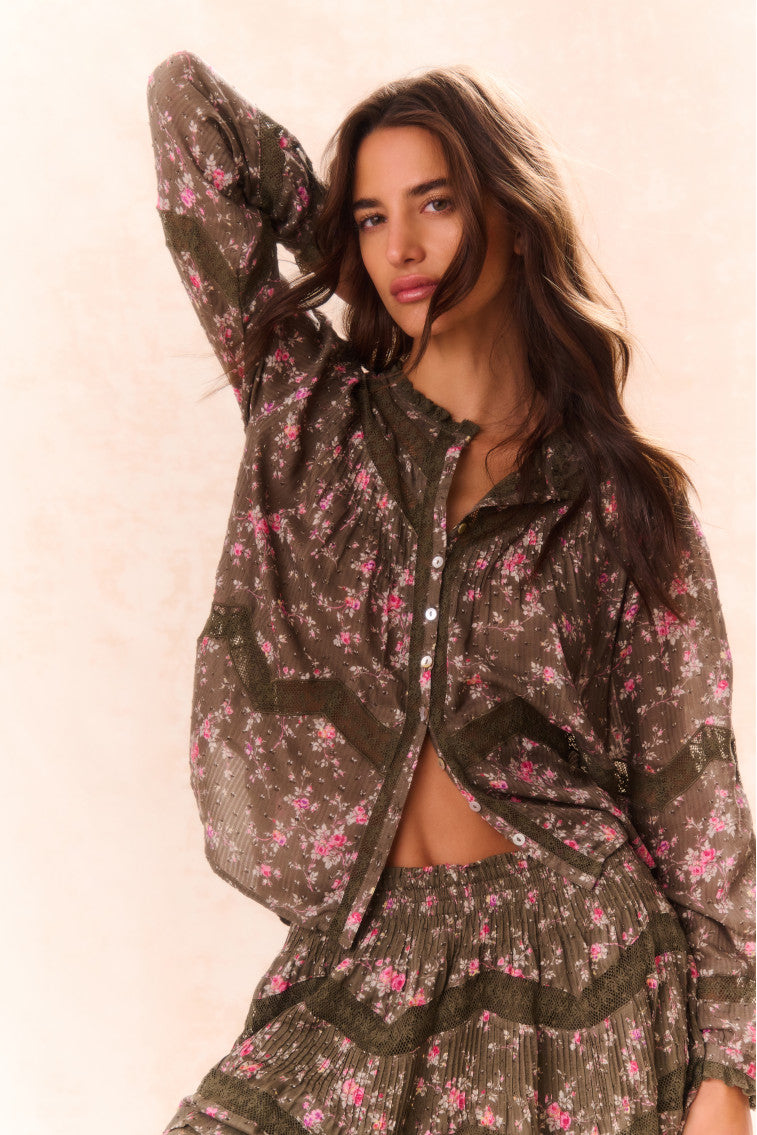 Ravelle Floral Button Down Top-morningim