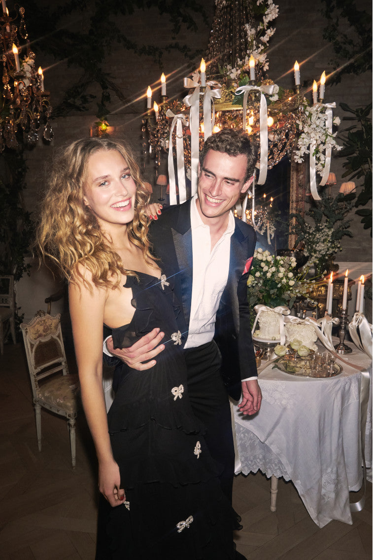 Rialto Crystal Bow-Embellished Maxi Dress-morningim