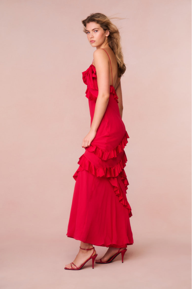 Rialto Silk Ruffle Maxi Dress-morningim