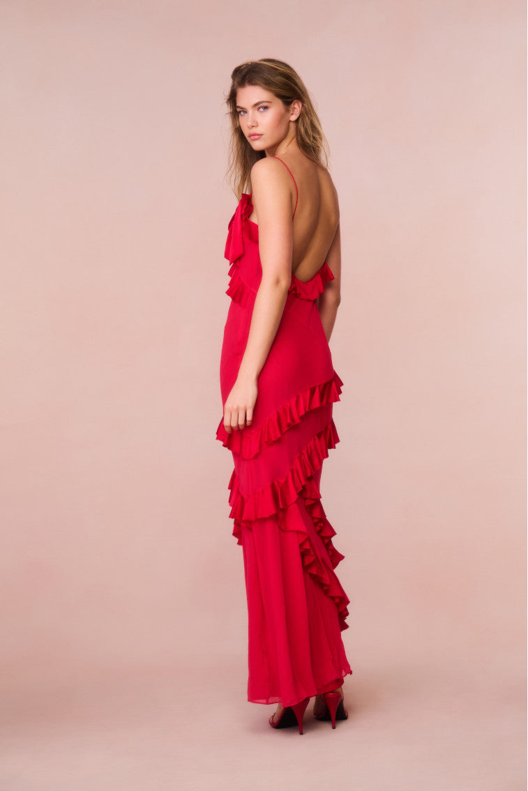 Rialto Silk Ruffle Maxi Dress-morningim