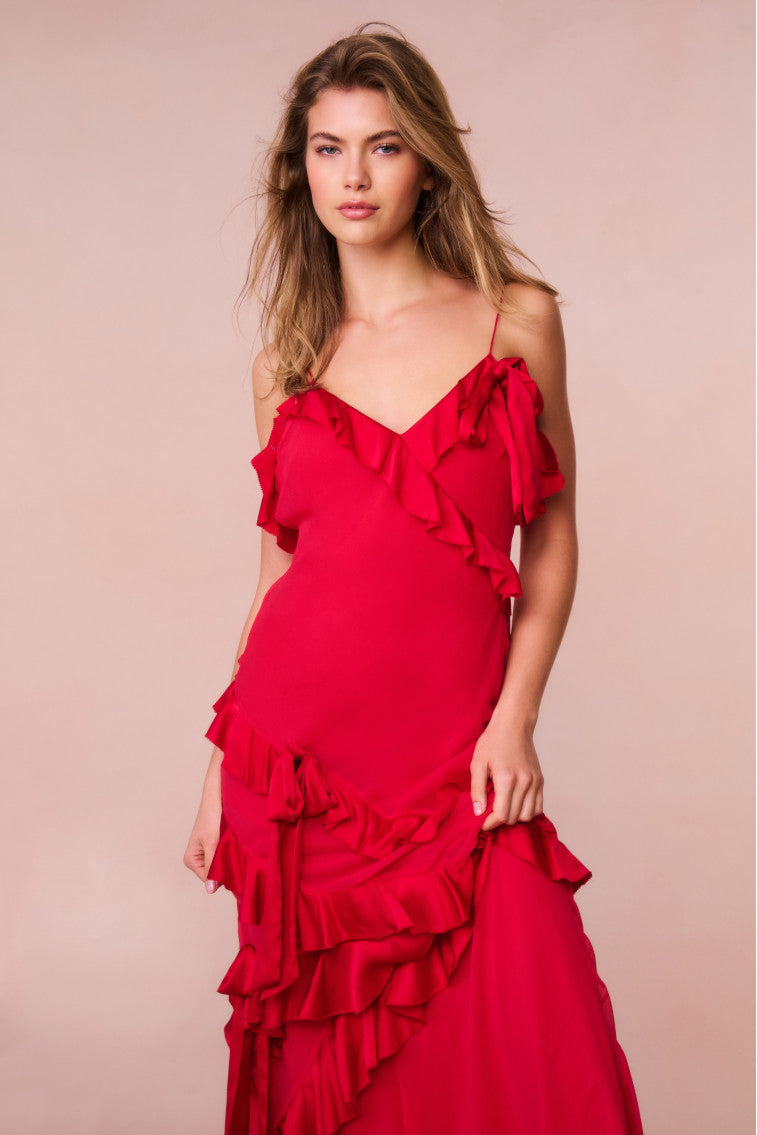 Rialto Silk Ruffle Maxi Dress-morningim
