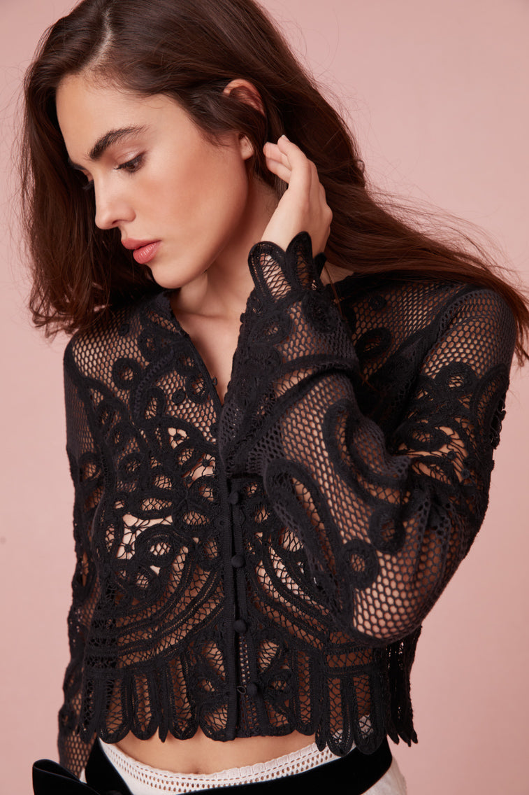 Rinko Scalloped Sheer Lace Top-morningim