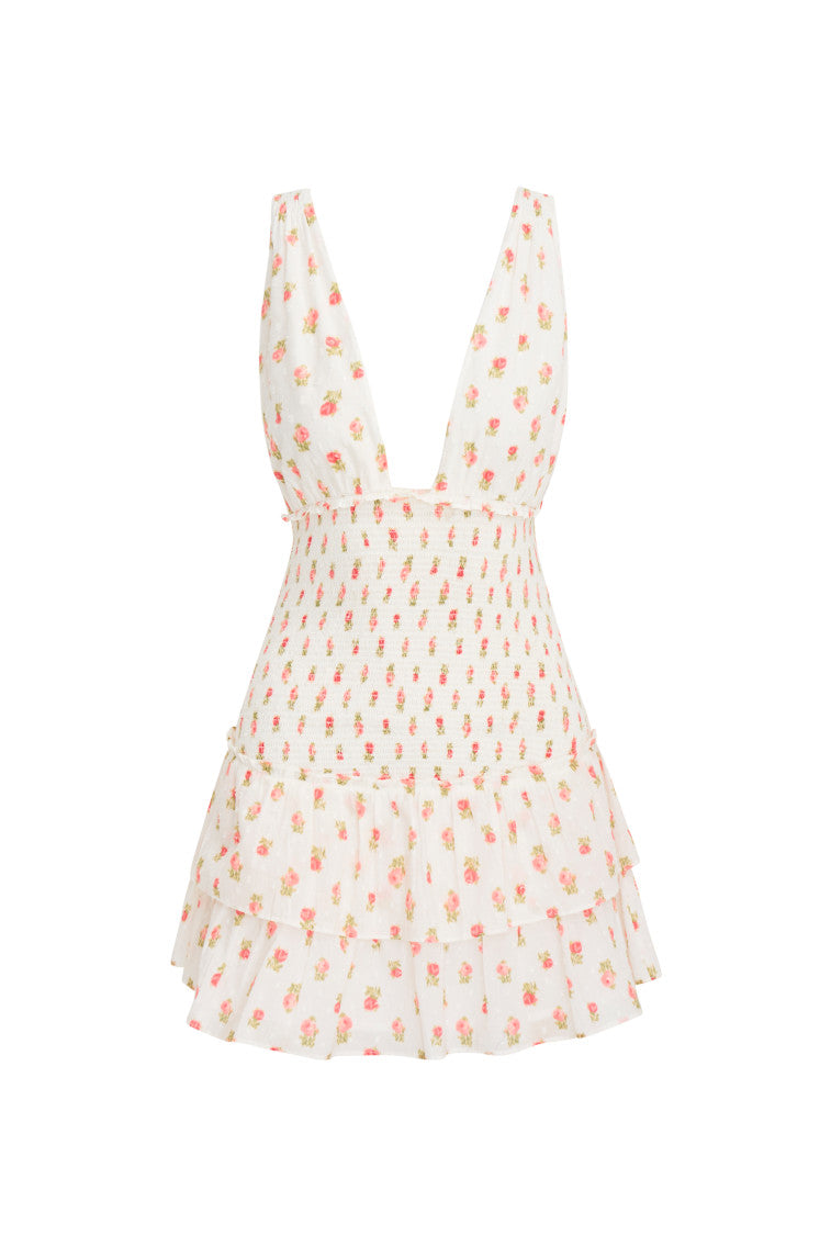 Rossi Cotton Floral Smocked Mini Dress-morningim