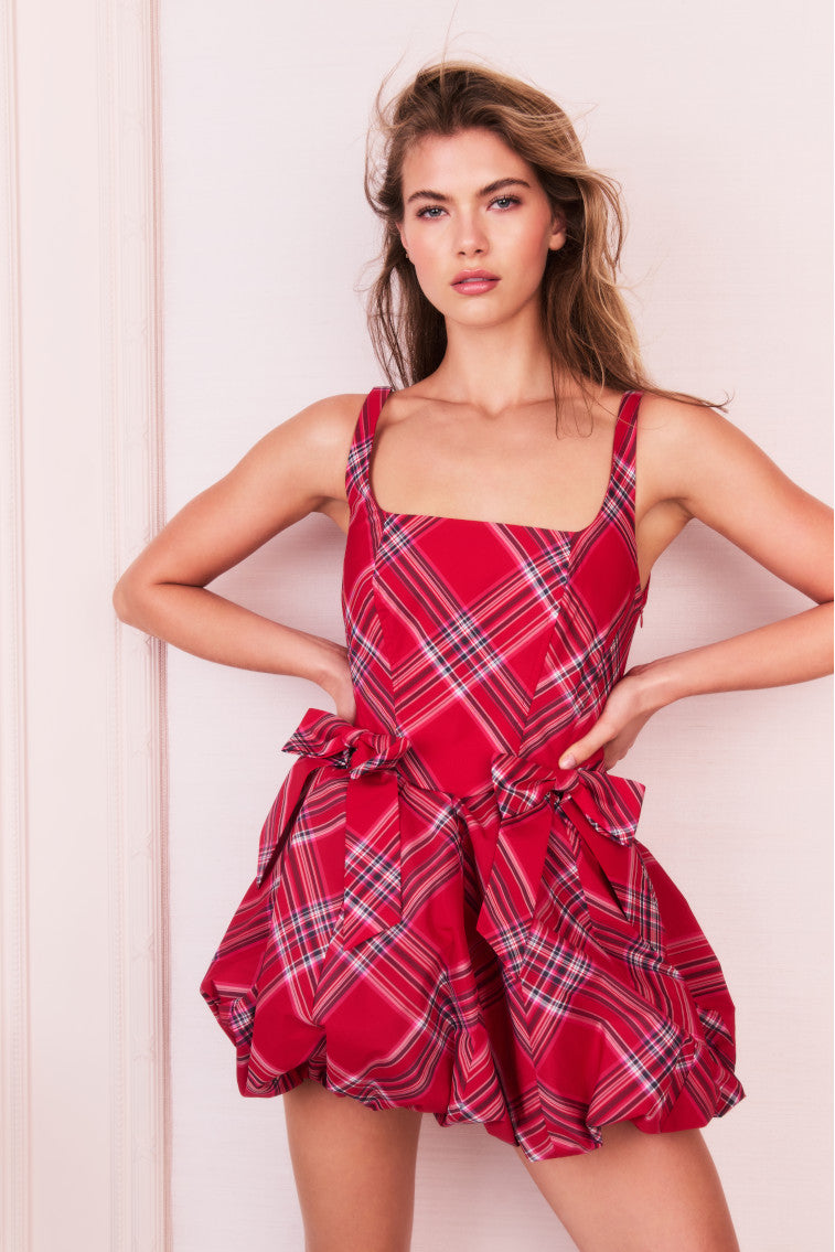 Ruelle Tartan Mini Bubble Dress-morningim