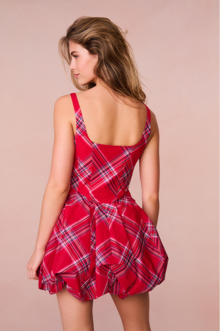Ruelle Tartan Mini Bubble Dress-morningim