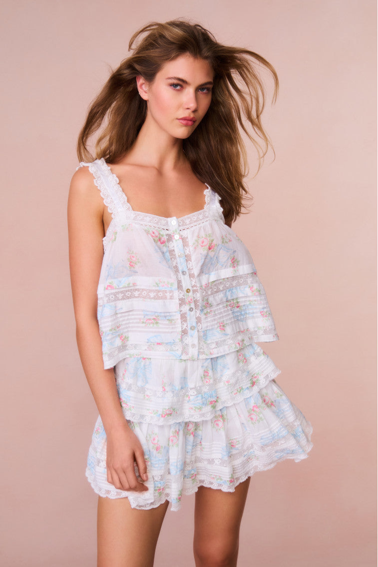 Ruffle Mini Rosa Beaux Skirt-morningim