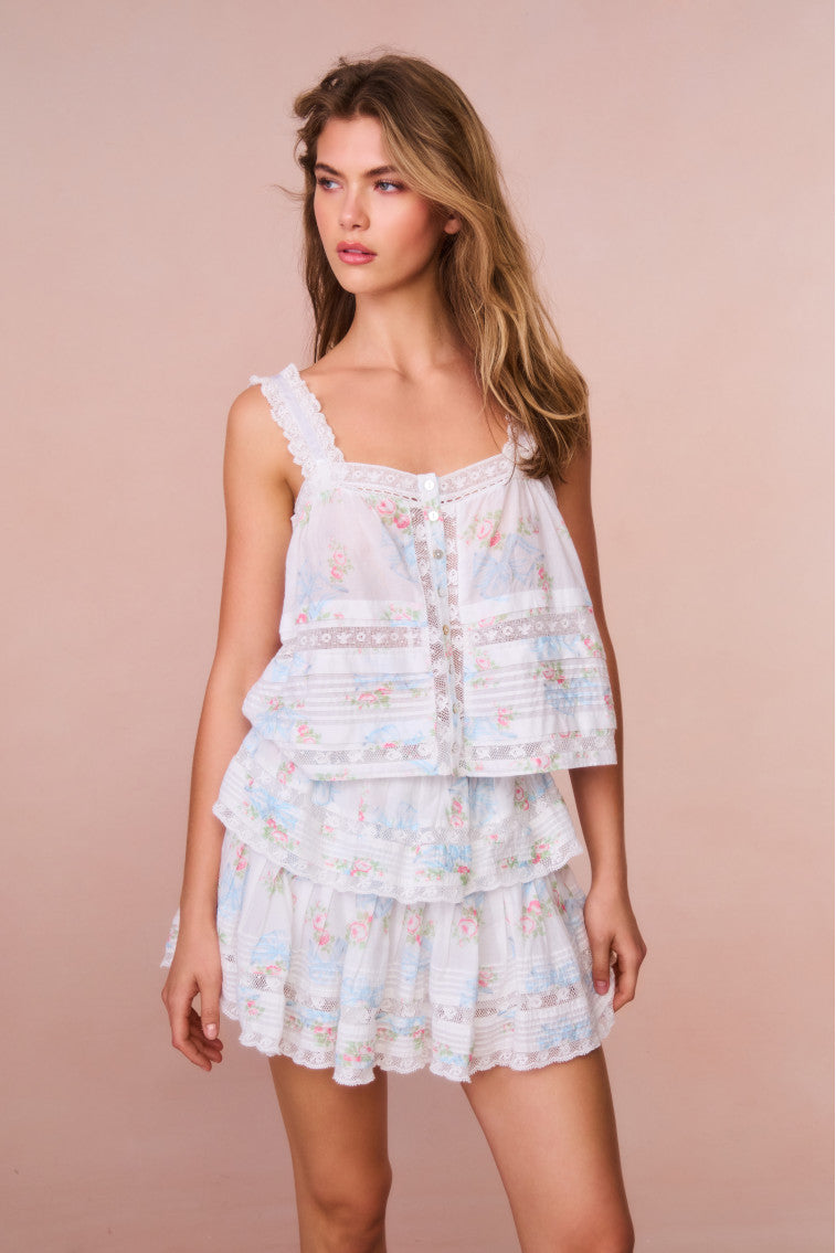 Ruffle Mini Rosa Beaux Skirt-morningim