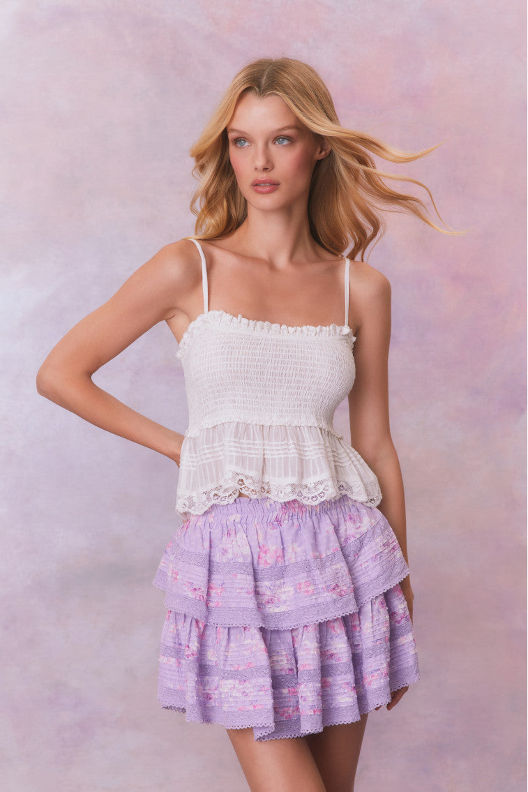 Ruffle Mini Signature Fragrance Print Skirt-morningim