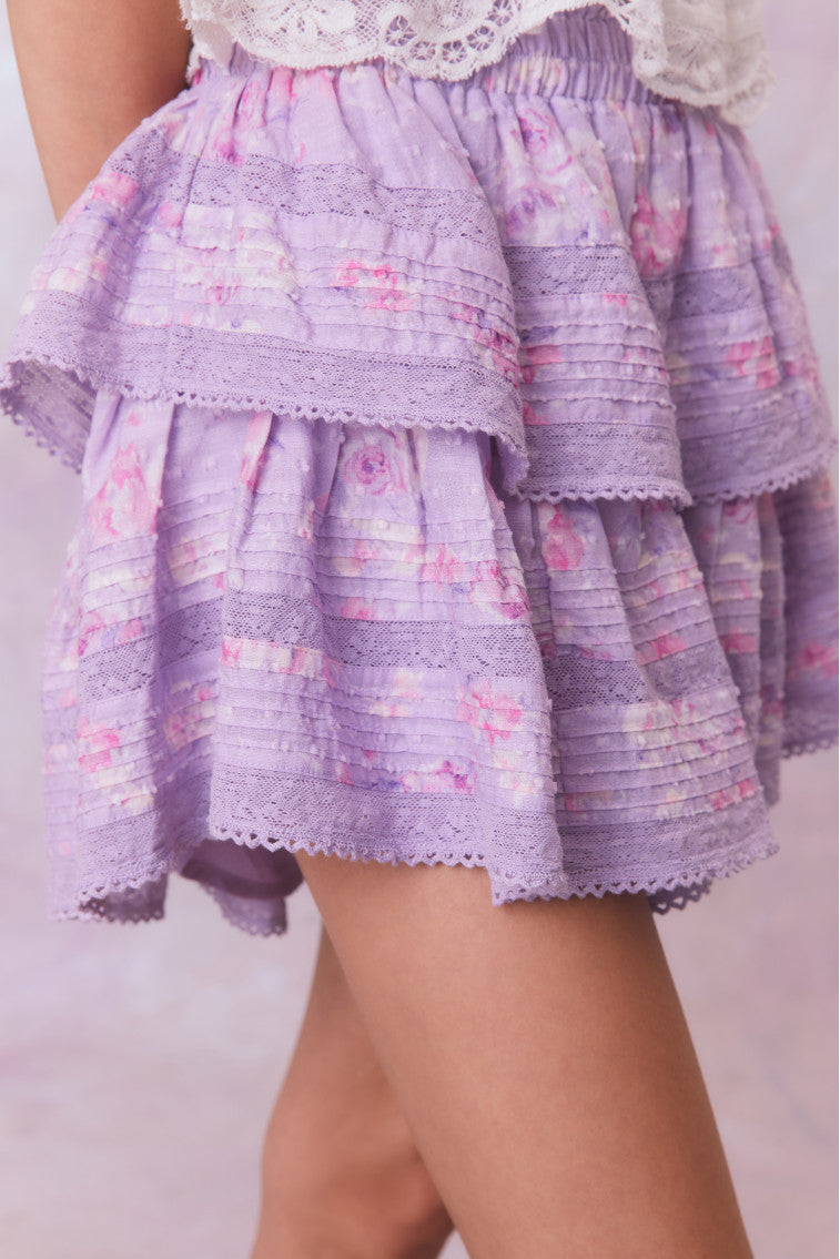 Ruffle Mini Signature Fragrance Print Skirt-morningim