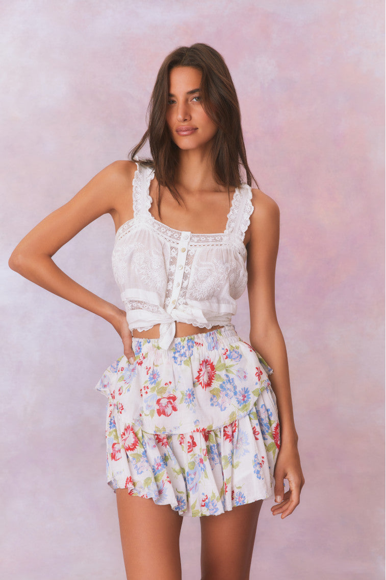 Ruffle Mini Floral Skirt-morningim