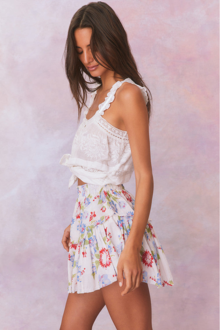 Ruffle Mini Floral Skirt-morningim