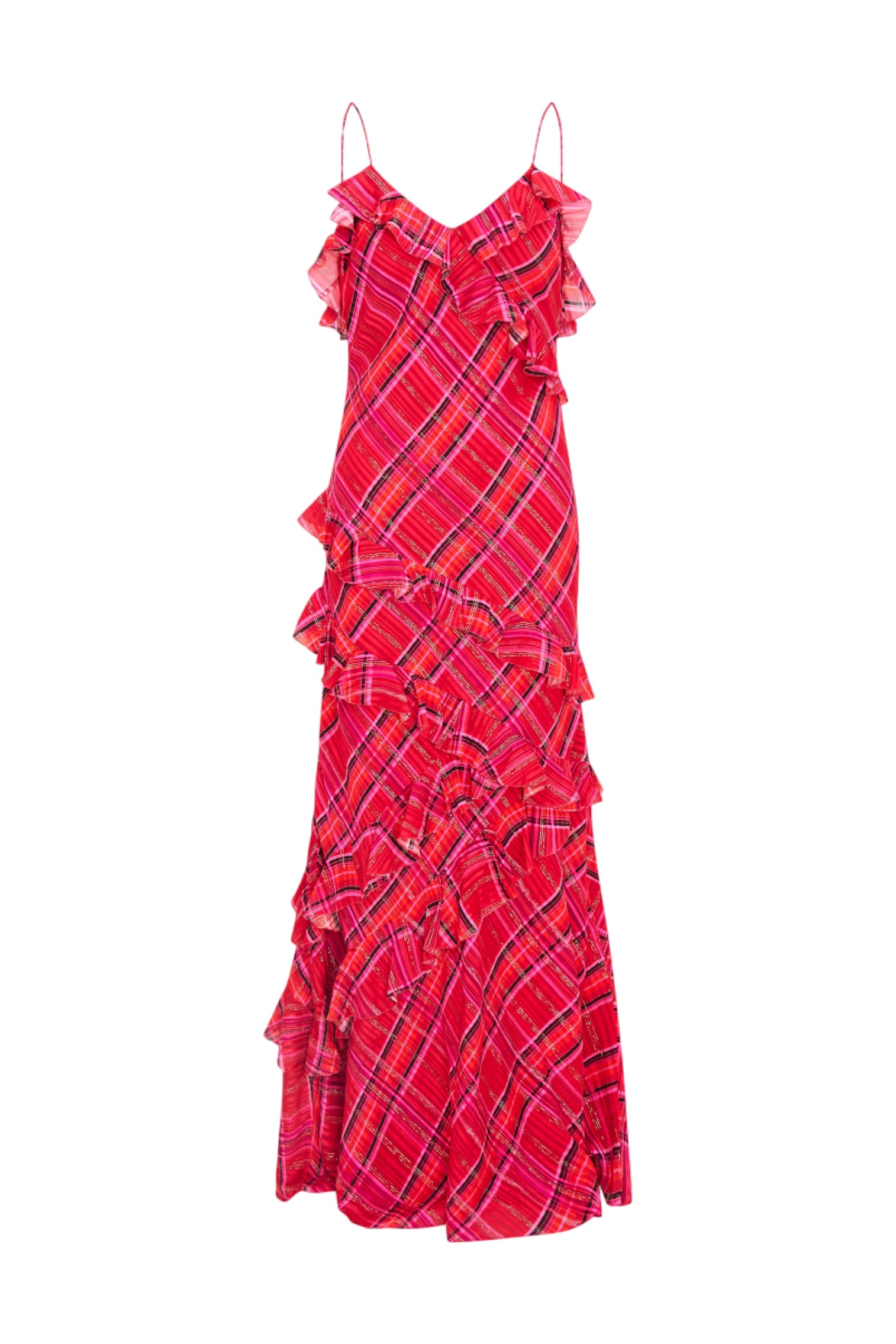 Rialto Silk Tartan Dress - CHEERY RED-morningim