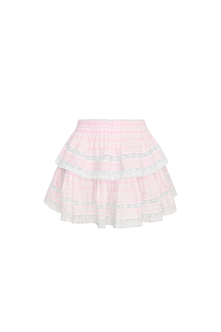 Ruffle Mini Stripe Cotton Skirt-morningim