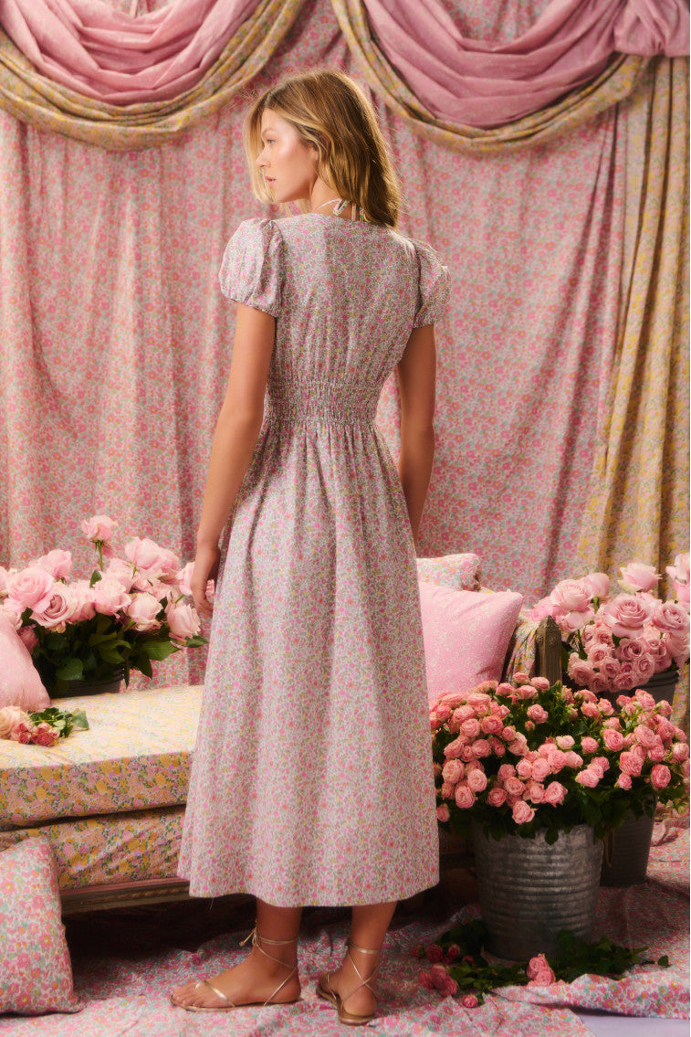 Sabela Liberty Fabric Puff Sleeve Midi Dress-morningim