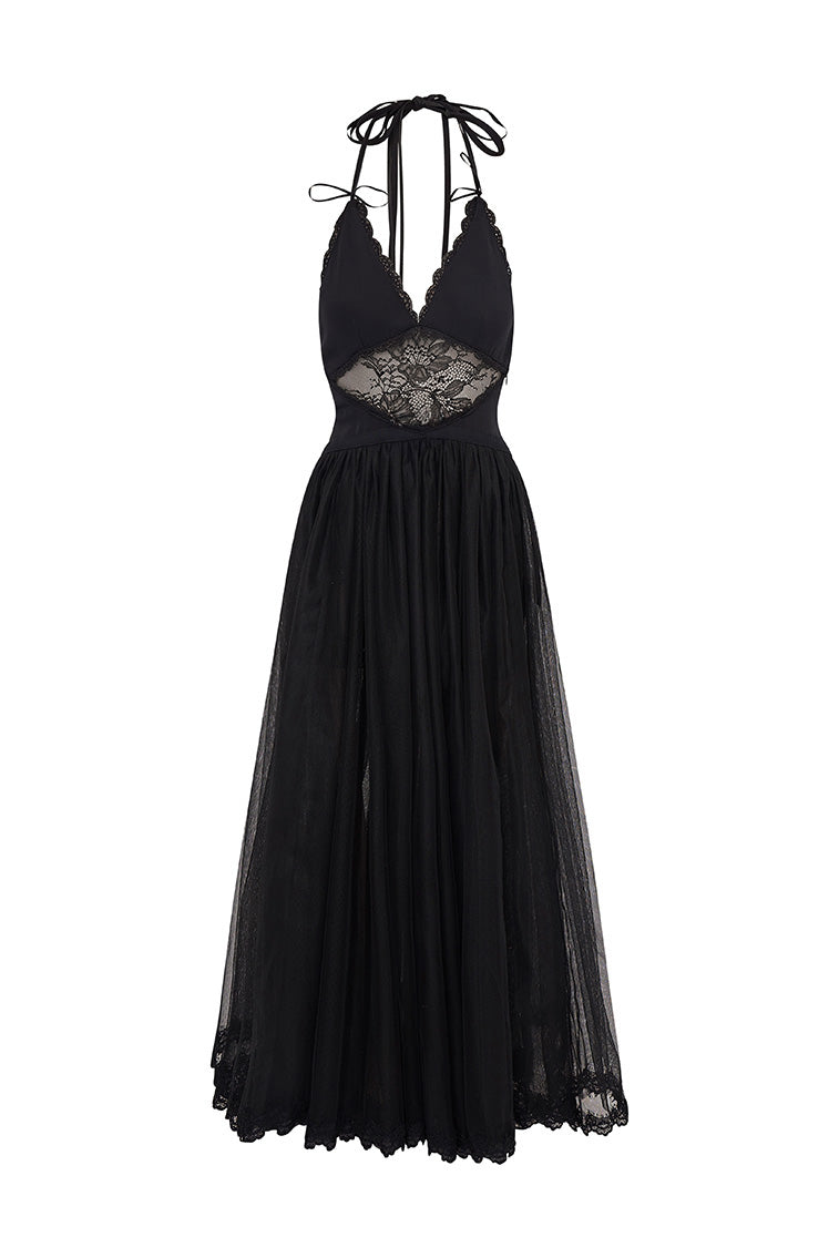 Serendipity Lace Maxi Halter Dress-morningim