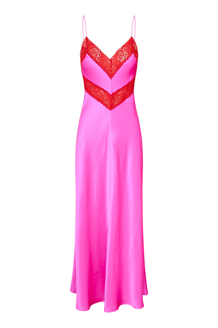 Serita Lace-Trimmed Maxi Dress - FUCHSIA-morningim
