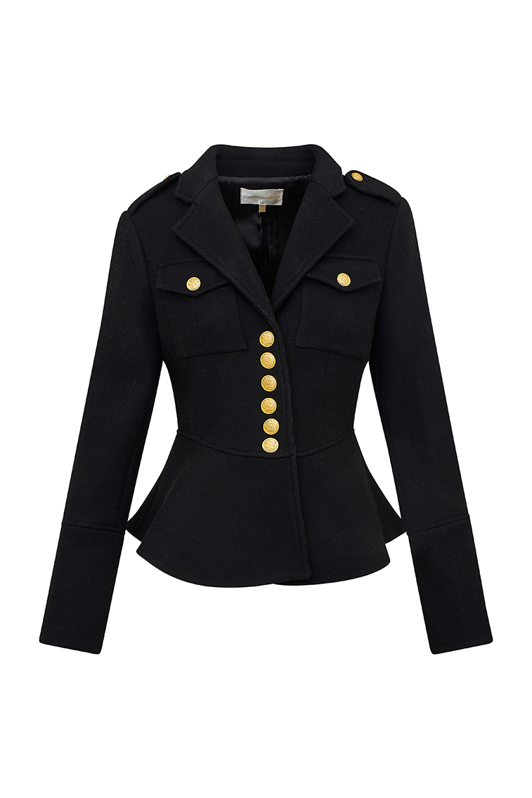 Theda Wool-Blend Military Jacket-morningim