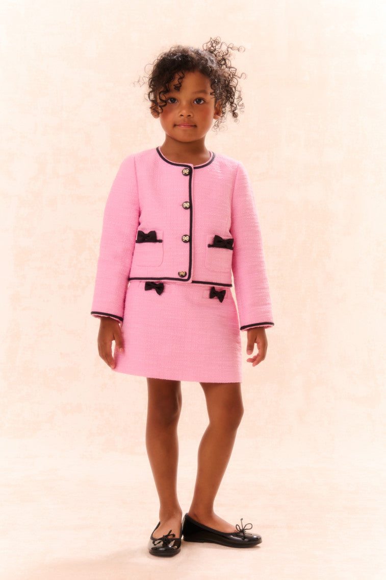 Girls Verita Tweed Bow Skirt-morningim