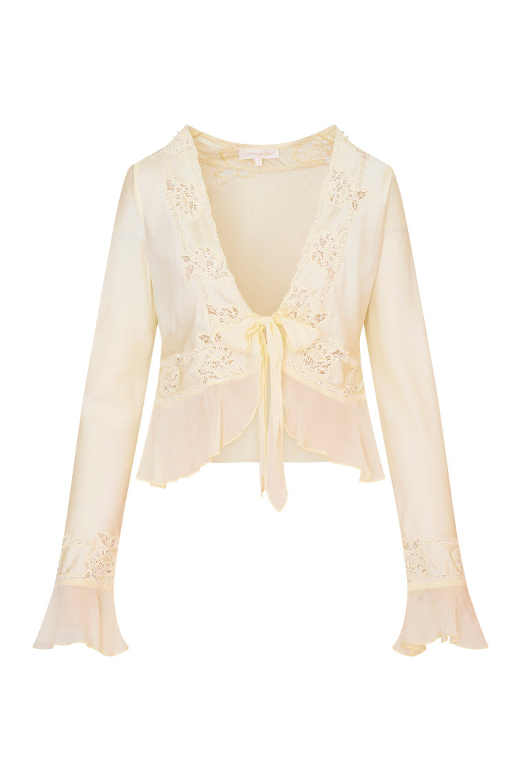 Vivetta Silk Charmeuse Tie Front Top-LIMEADE-morningim