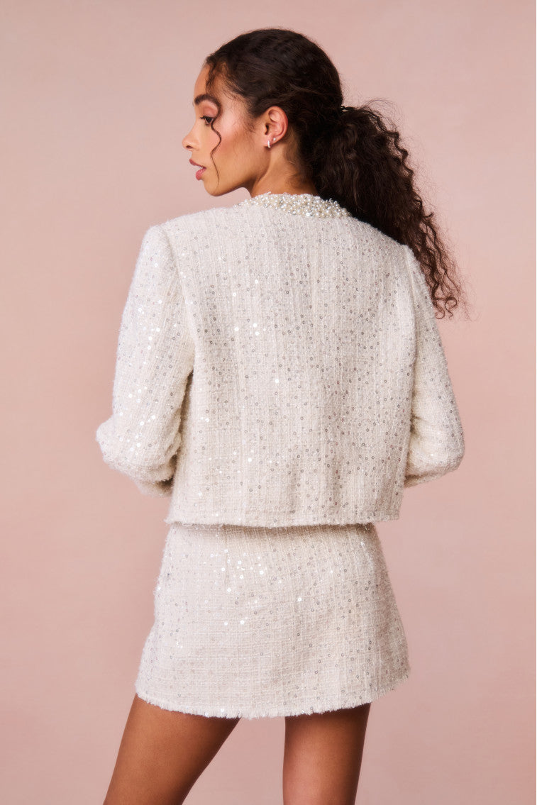 Wendina Sequined Tweed Mini Skirt-morningim