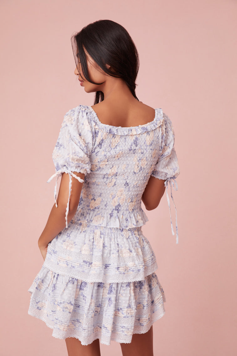 Ruffle Mini Signature Fragrance Print Skirt-morningim