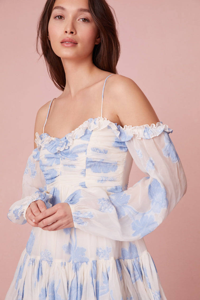 Zennia Off-Shoulder Silk Mini Dress-morningim