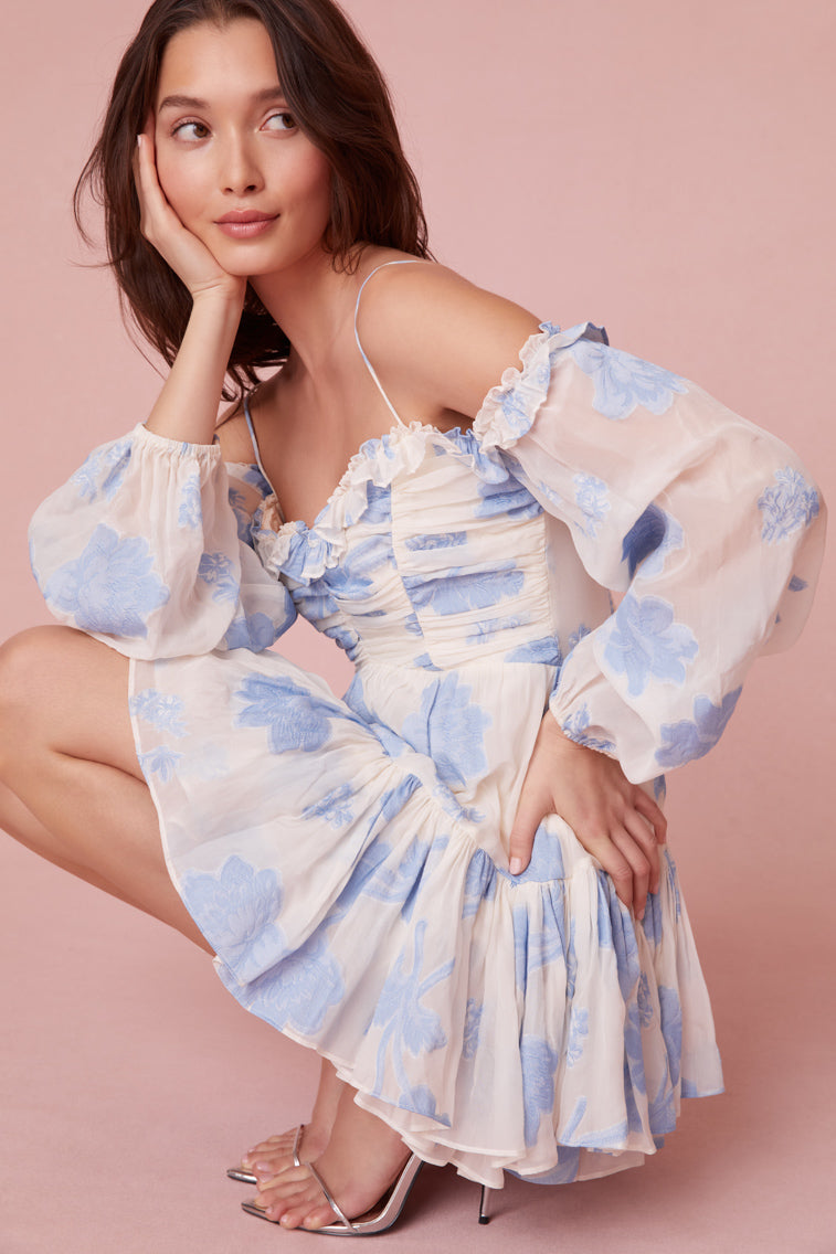 Zennia Off-Shoulder Silk Mini Dress-morningim