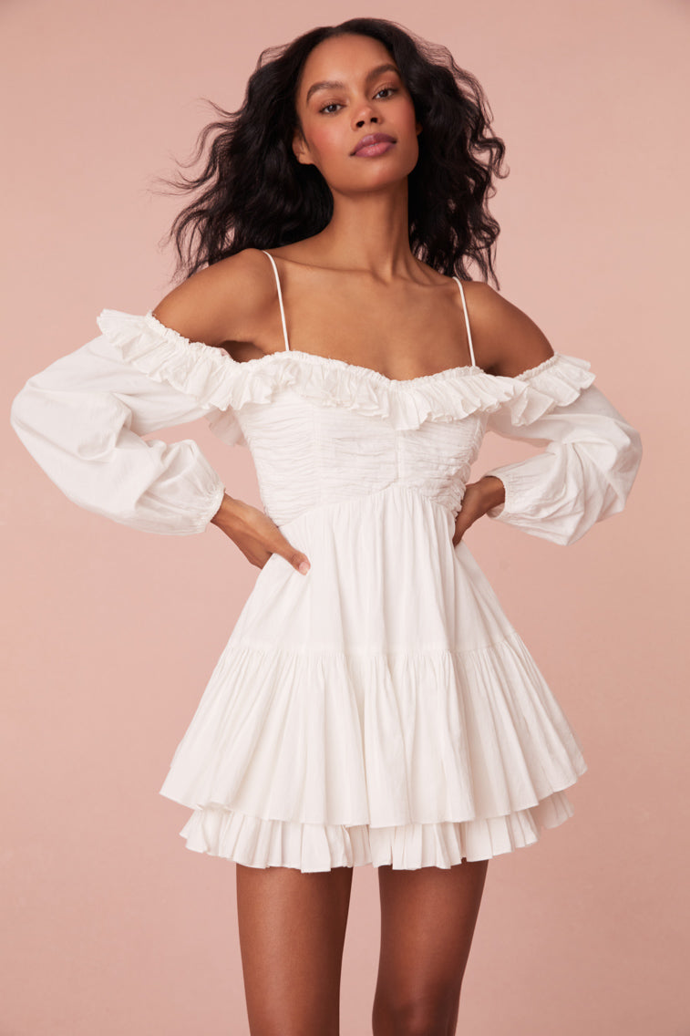 Zennia Off Shoulder Cotton Mini Dress-morningim