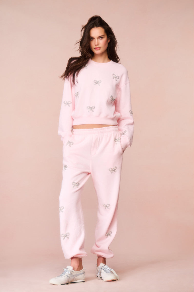 Lillia Crystal Bow Fleece Sweatpant-keyifs