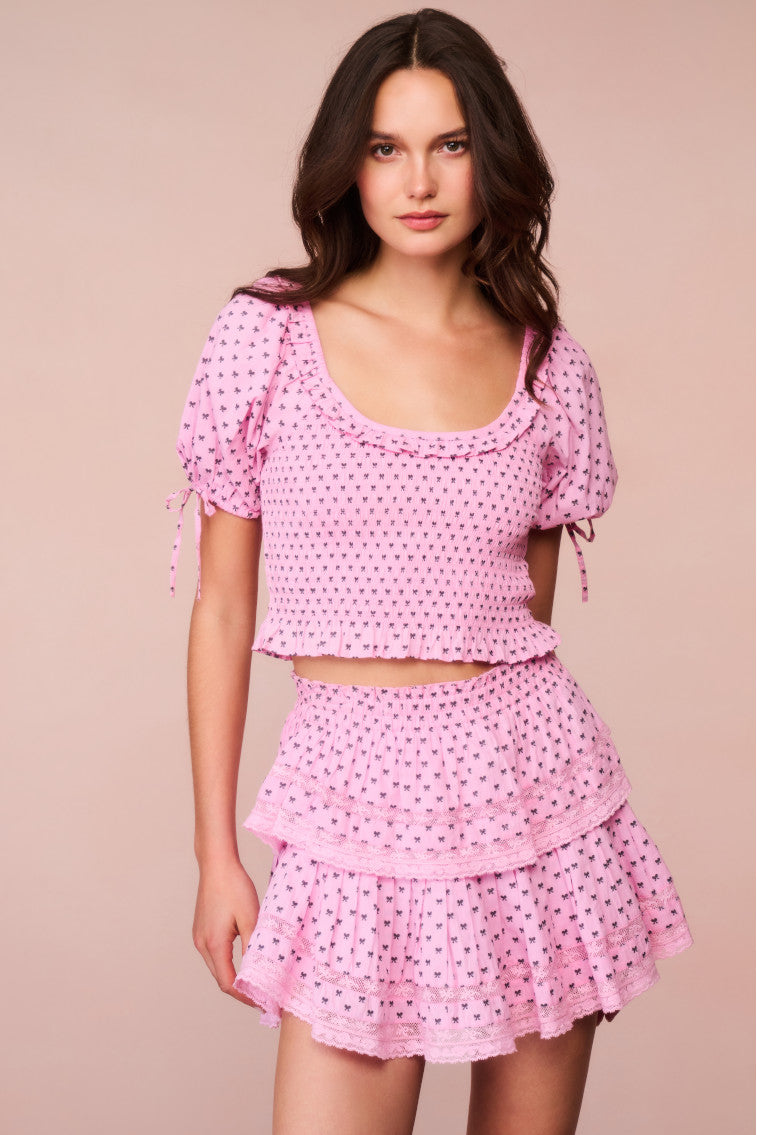 Ruffle Mini Cotton Bow Skirt-keyifs
