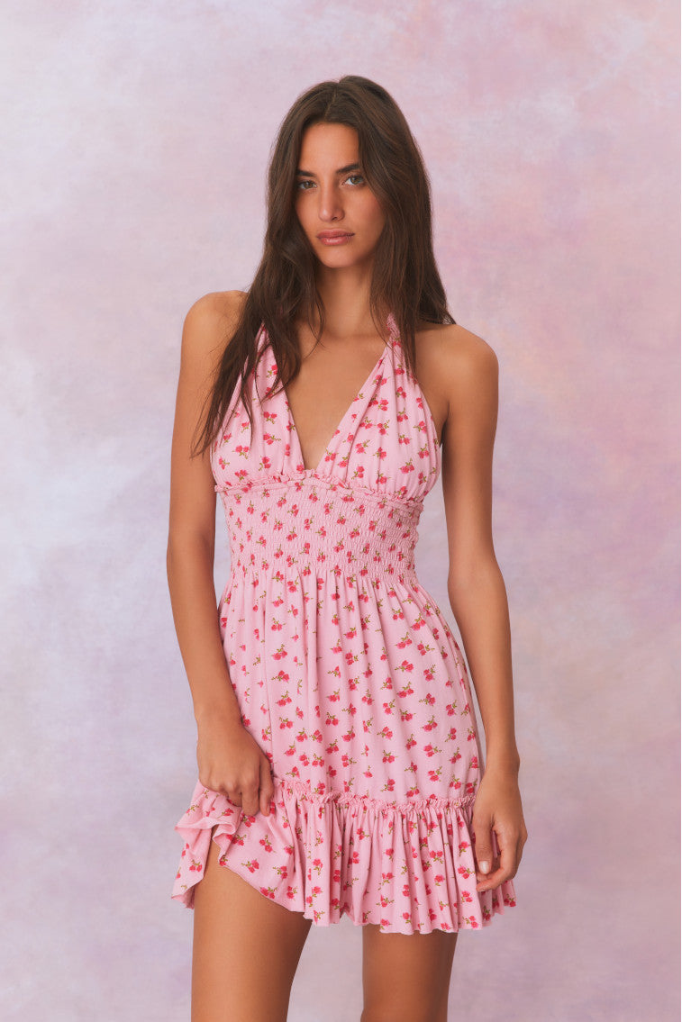 Aisling Halter Cotton Mini Dress-keyifs