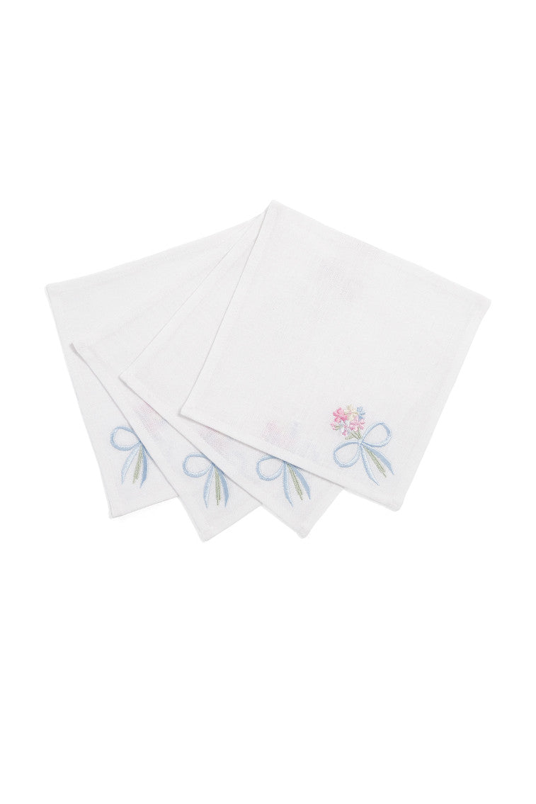 Bow Cocktail Napkins Set Of 4- SUMMER BLUES-keyifs