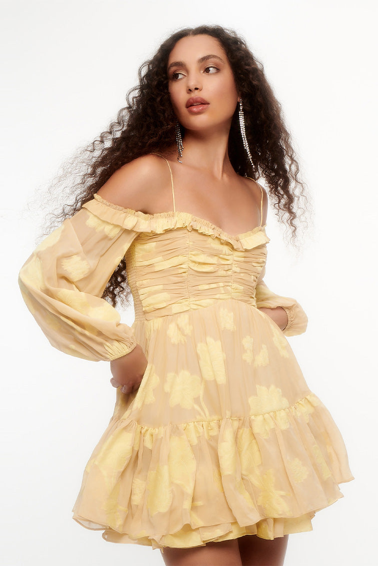 Zennia Off-Shoulder Silk Mini Dress-keyifs