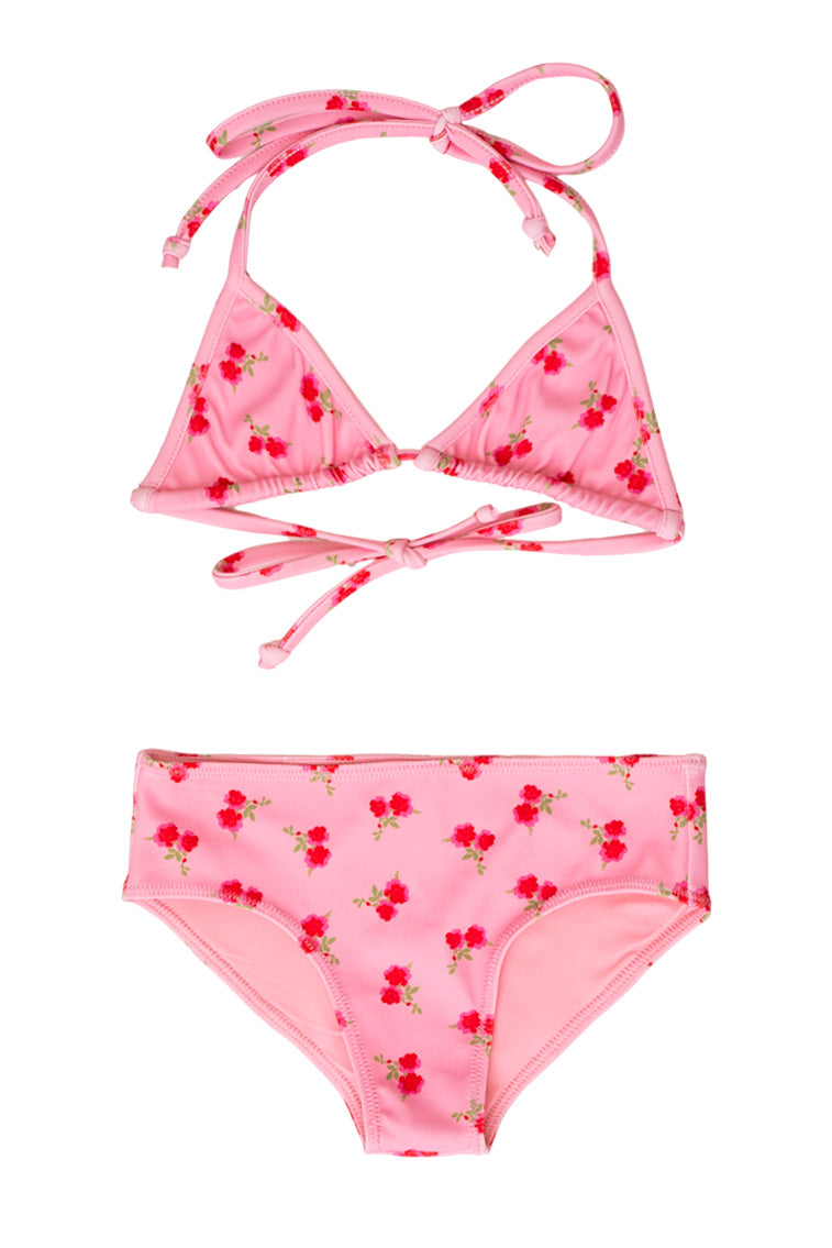 Girls Printed Finnie Bikini Swim Set- CHERRY PINK-keyifs