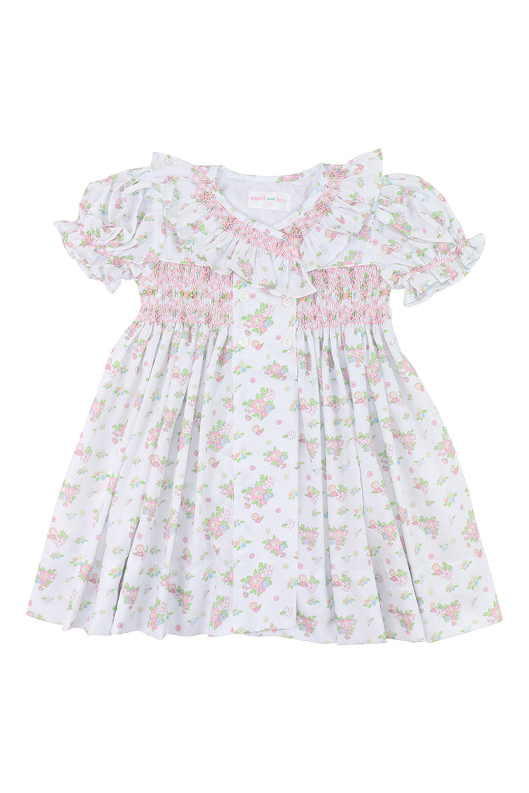 Cecil & Lou Girls & Toddler Pink Smocked Floral Bouquet Dress-keyifs