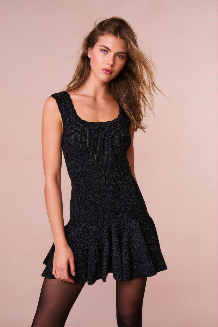 Maryanne Metallic Knit Mini Dress-keyifs
