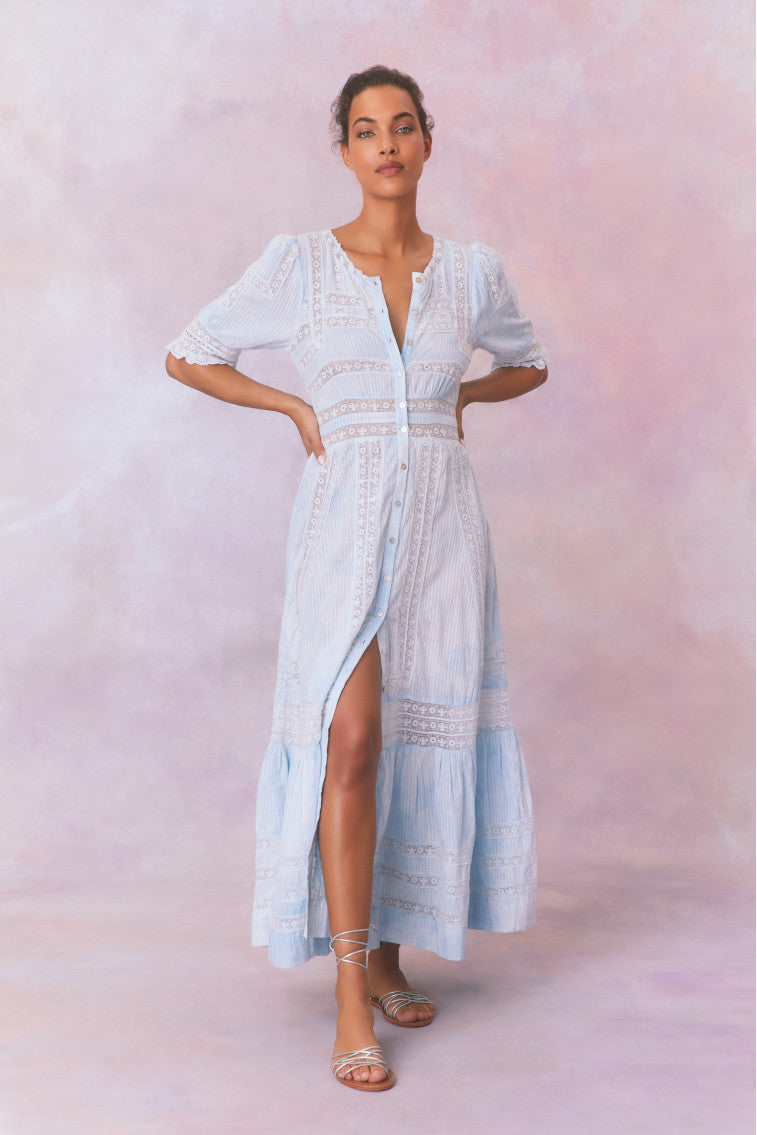 Minka Stripe Hand Dye Lace Maxi Dress-keyifs