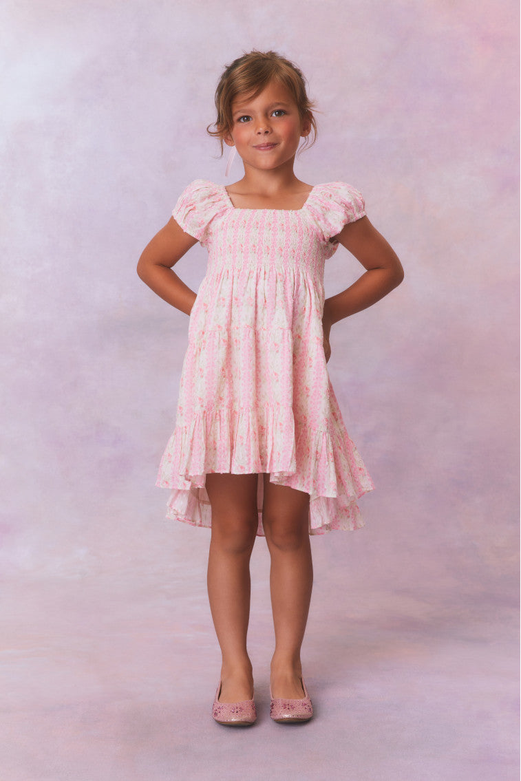 Girls Muriella Fragrance Print Flutter Sleeve Dress-keyifs