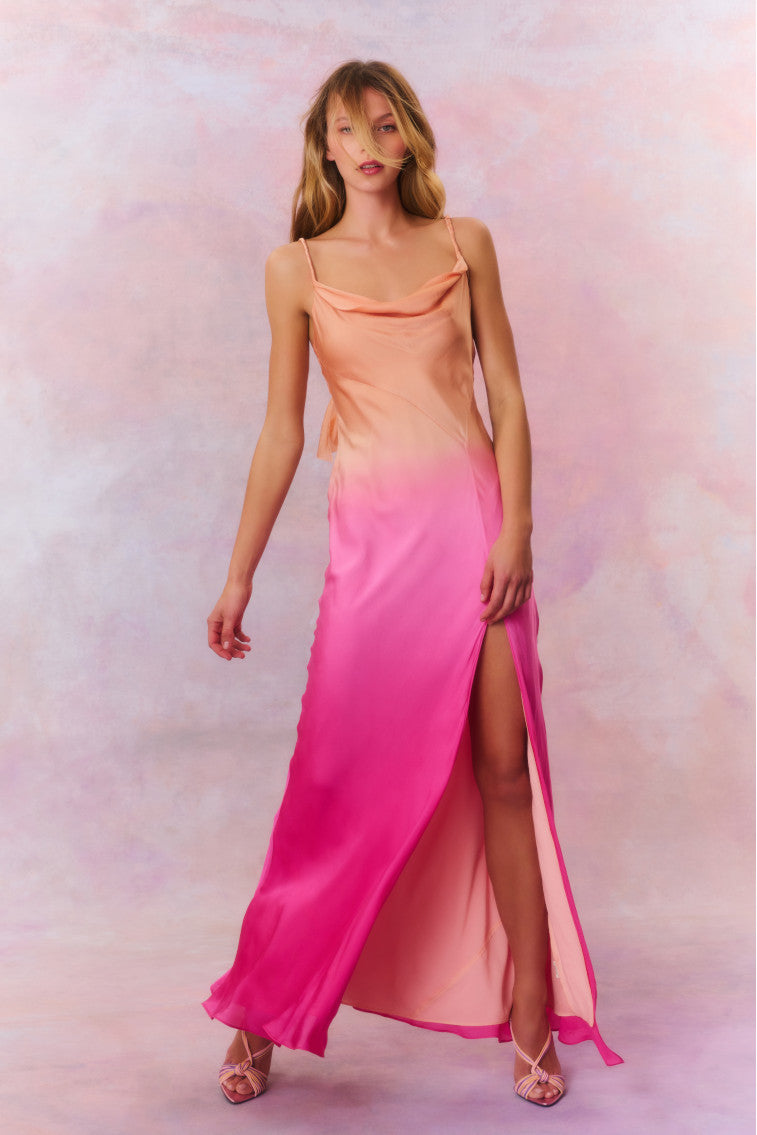 Nadine Ombre Silk Chiffon Maxi Dress-keyifs