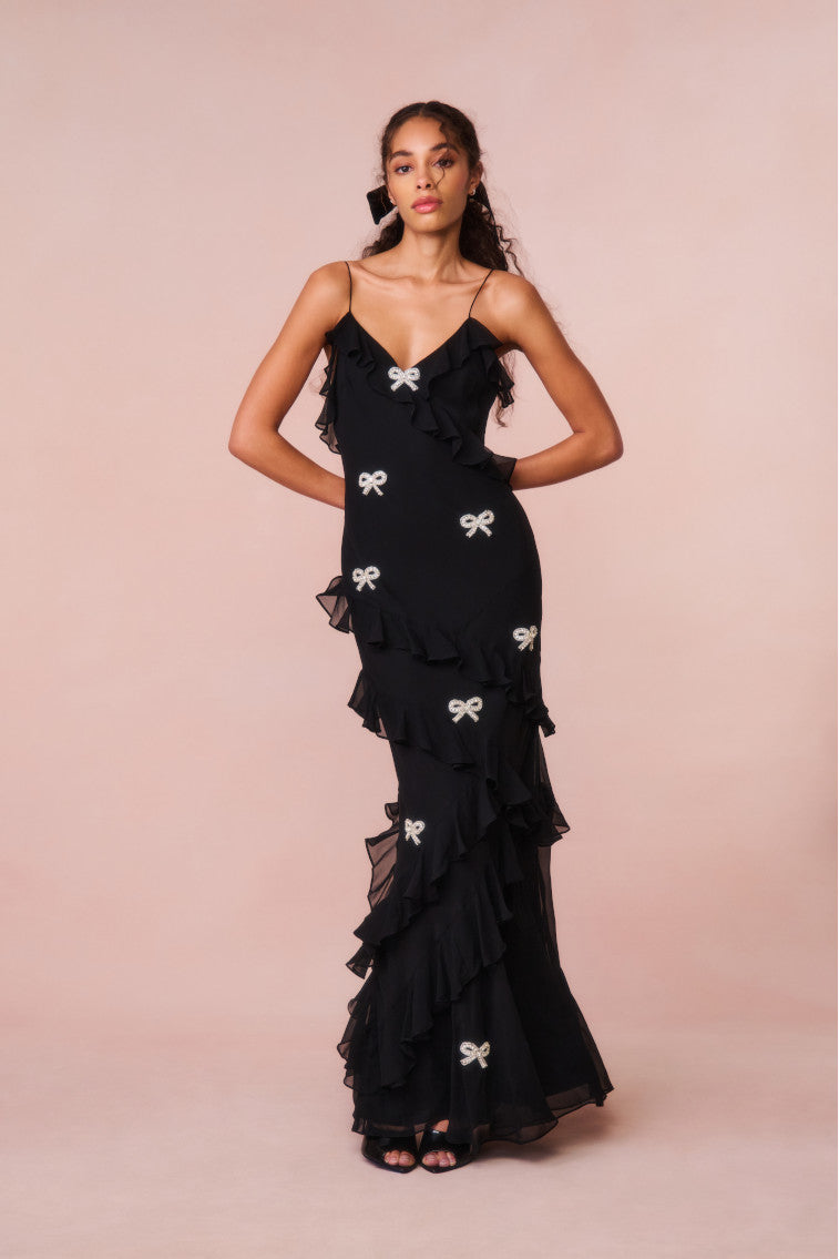 Rialto Crystal Bow-Embellished Maxi Dress-keyifs