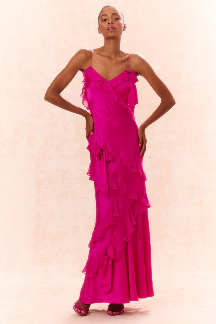 Rialto Silk Ruffle Maxi Dress-keyifs