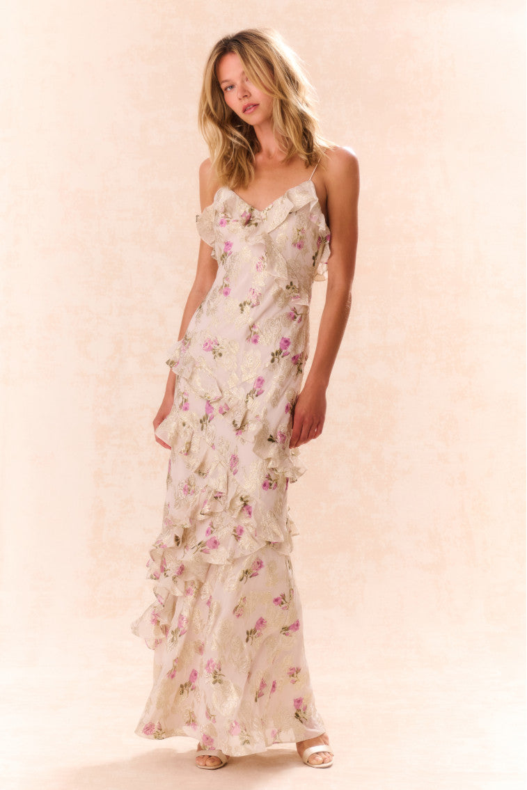 Rialto Floral Silk Maxi Dress-keyifs