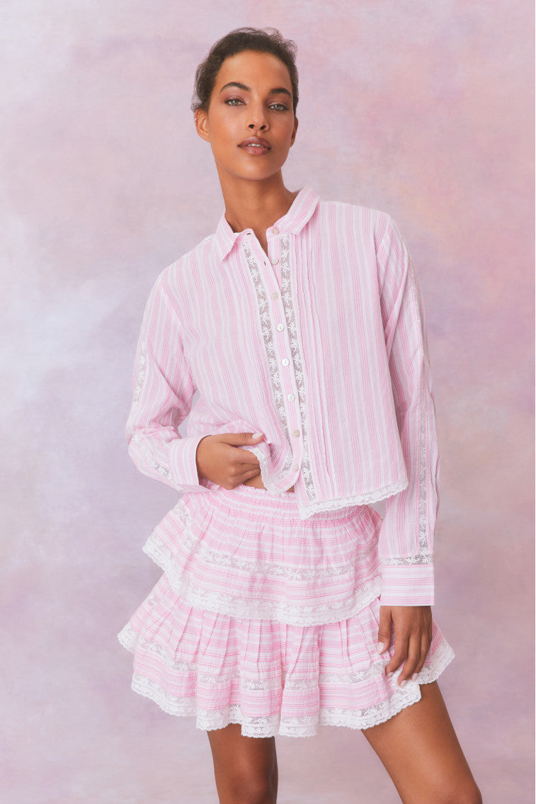 Rosaway Cotton Stripe Top-CAPTIVA PINK-keyifs