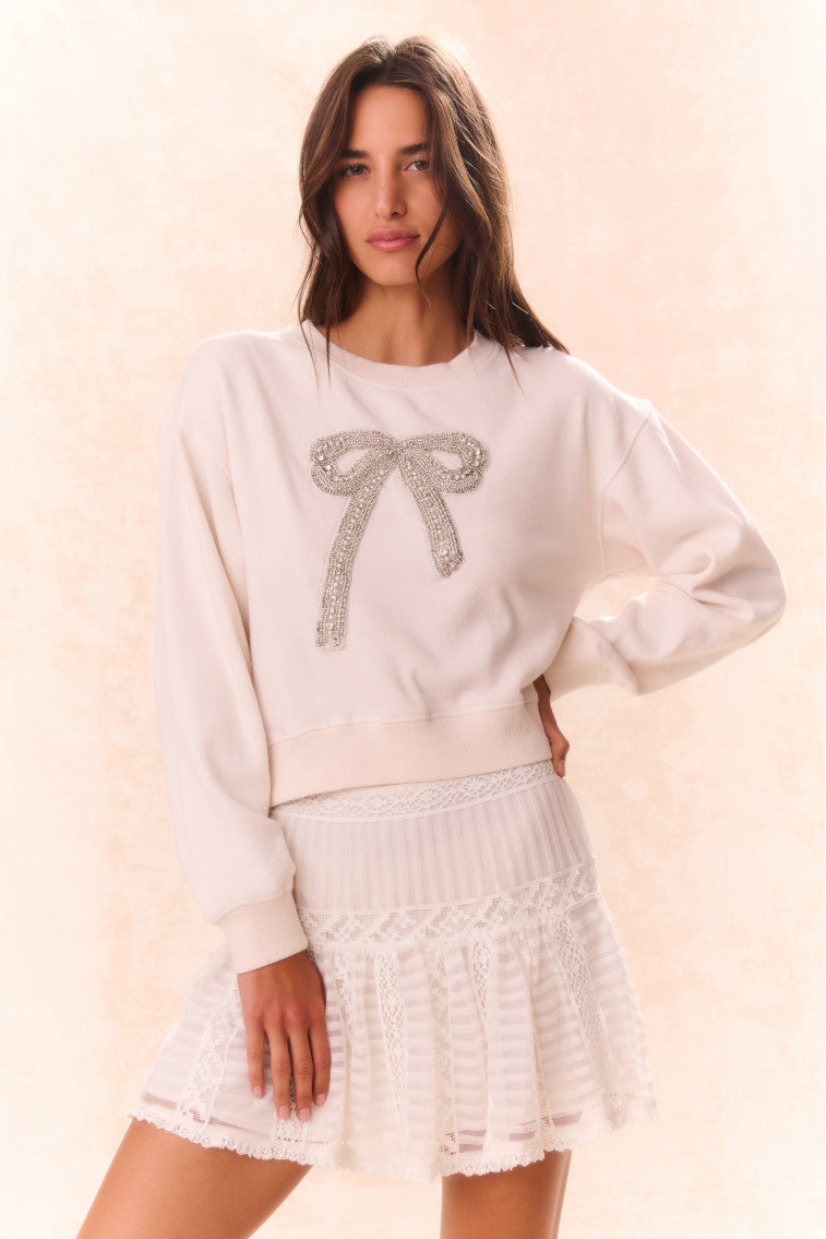 Rylan Bow-Embellished Fleece Pullover-keyifs