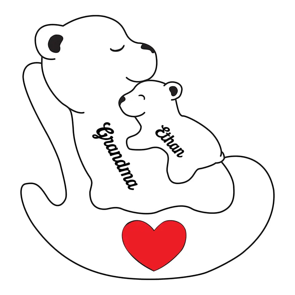 A Grandma Is A Safe Haven - Family Personalized Custom Bear Shaped Wooden Art Puzzle 