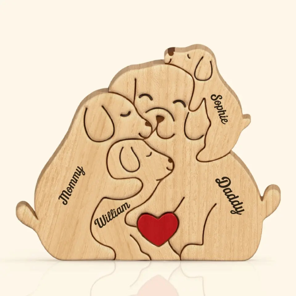 The Love Of A Family Is A Life's Greatest Blessing - Family Personalized Custom Puppy Shaped Wooden Art Puzzle