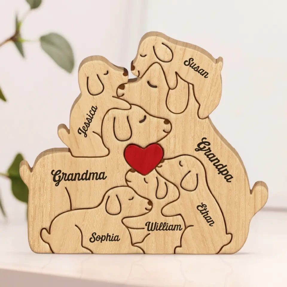 The Love Of A Family Is A Life's Greatest Blessing - Family Personalized Custom Puppy Shaped Wooden Art Puzzle